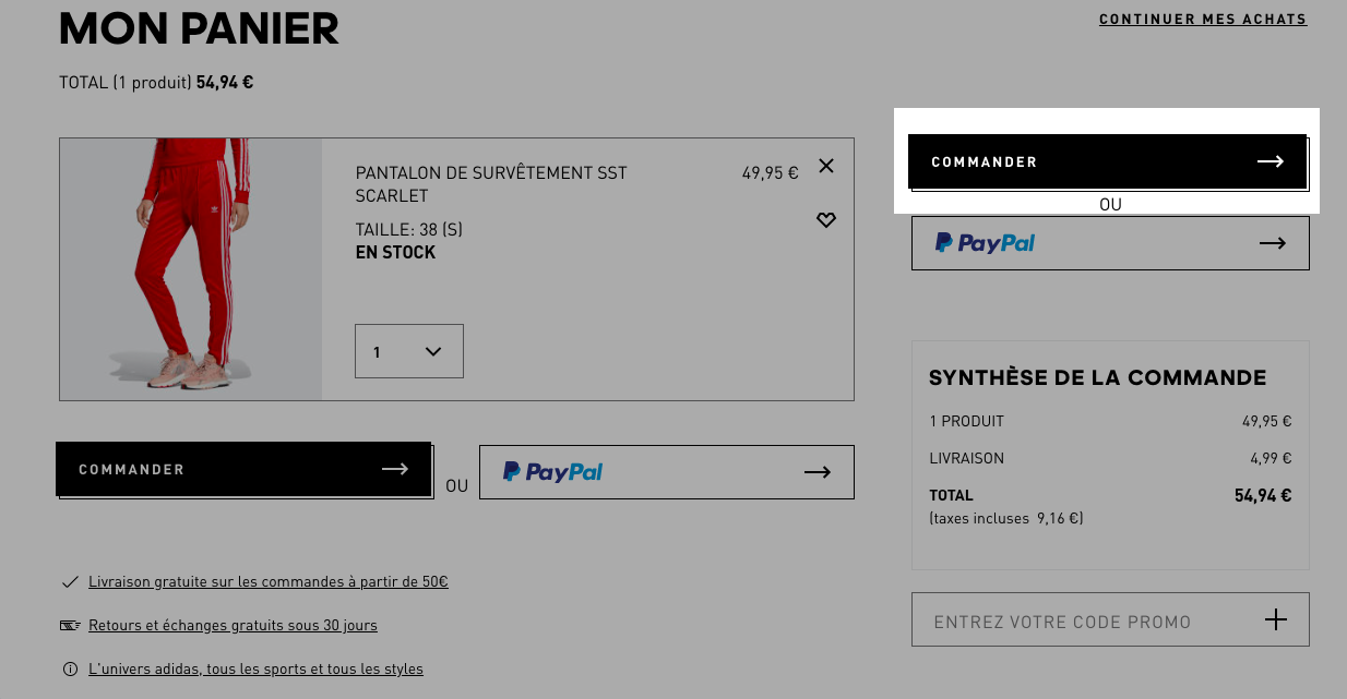 carte cadeau adidas code pin